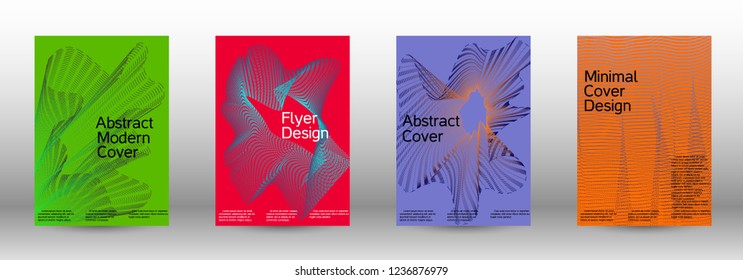 Cover design template set of a  with abstract gradient linear waves.Fashionable style. The background with is suitable for creating a banner, poster, booklet, catalog.