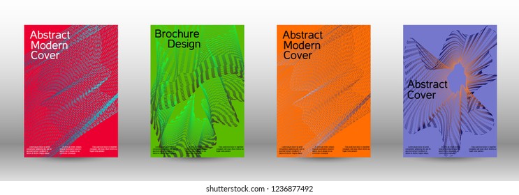 Cover design template set of a  with abstract gradient linear waves.Fashionable style. The background with is suitable for creating a banner, poster, booklet, catalog.