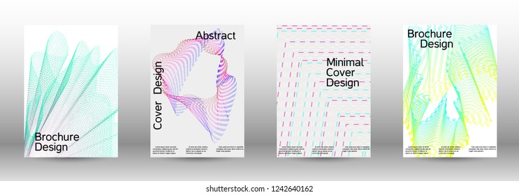 Cover design template set of a with abstract gradient linear waves. Fashionable style.  Sound flyer for creating a fashionable abstract cover, banner,poster.