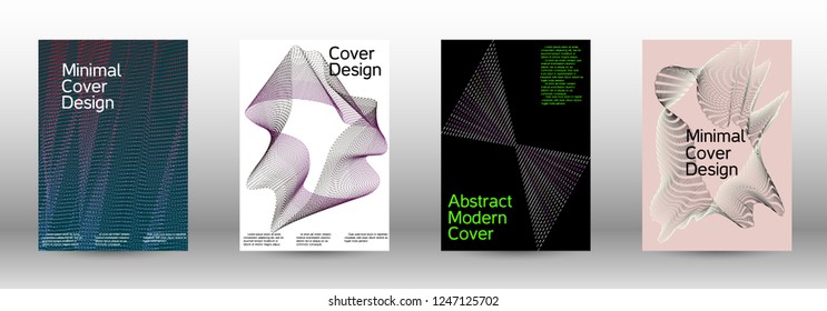 Cover design template set of a with abstract gradient linear waves. Fashionable style.  Suitable for creating a fashionable abstract cover, banner, poster.