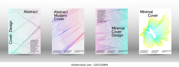 Cover design template set of a with abstract gradient linear waves. Fashionable style.  Sound flyer for creating a fashionable abstract cover, banner,poster.