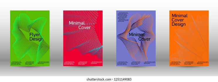 Cover design template set of a  with abstract gradient linear waves.Fashionable style. The background with is suitable for creating a banner, poster, booklet, catalog.