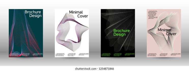 Cover design template set of a with abstract gradient linear waves. Fashionable style.  Suitable for creating a fashionable abstract cover, banner, poster.