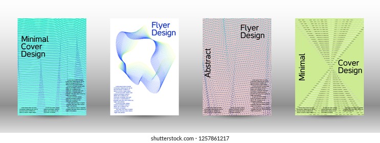 Cover design template set of a with abstract gradient linear waves. Fashionable style.  Suitable for creating a fashionable abstract cover, banner, poster.