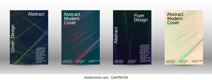 Cover design template set of a with abstract gradient linear waves. Fashionable style.  Sound flyer for creating a fashionable abstract cover, banner,poster.