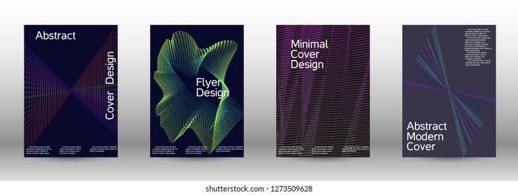 Cover design template set of a with abstract gradient linear waves. Fashionable style.  Sound flyer for creating a fashionable abstract cover, banner,poster.