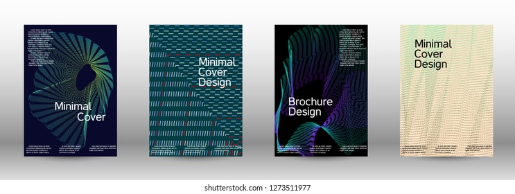 Cover design template set of a with abstract gradient linear waves. Fashionable style.  Sound flyer for creating a fashionable abstract cover, banner,poster.