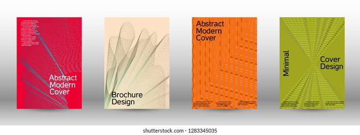 Cover design template set of a with abstract gradient linear waves. Fashionable style.  Sound flyer for creating a fashionable abstract cover, banner,poster.