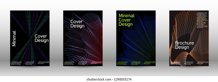 Cover design template set of a with abstract gradient linear waves. Fashionable style.  Suitable for creating a fashionable abstract cover, banner, poster.