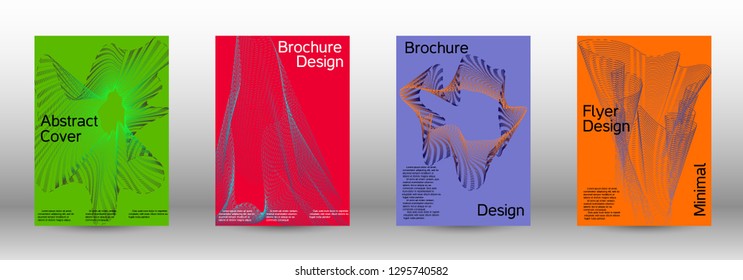 Cover design template set of a with abstract gradient linear waves. Fashionable style.  Sound flyer for creating a fashionable abstract cover, banner,poster.