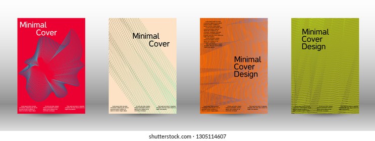 Cover design template set of a with abstract gradient linear waves. Fashionable style.  Suitable for creating a fashionable abstract cover, banner, poster.
