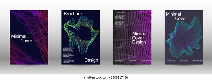 Cover design template set of a with abstract gradient linear waves. Fashionable style.  Sound flyer for creating a fashionable abstract cover, banner,poster.