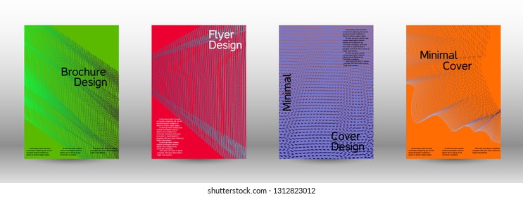 Cover design template set of a with abstract gradient linear waves. Fashionable style.  Suitable for creating a fashionable abstract cover, banner, poster.