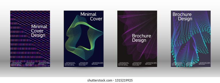 Cover design template set of a with abstract gradient linear waves. Fashionable style.  Sound flyer for creating a fashionable abstract cover, banner,poster.