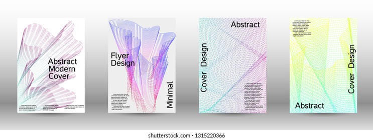Cover design template set of a with abstract gradient linear waves. Fashionable style.  Sound flyer for creating a fashionable abstract cover, banner,poster.