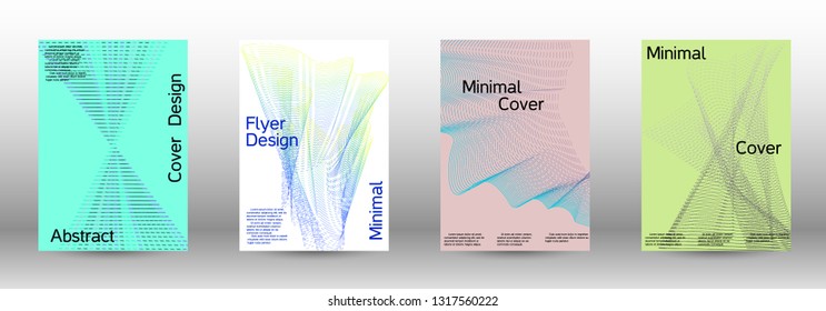 Cover design template set of a with abstract gradient linear waves. Fashionable style.  Suitable for creating a fashionable abstract cover, banner, poster.