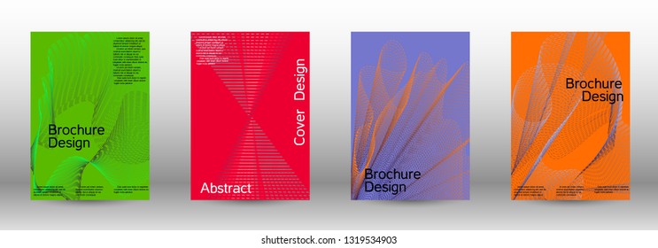 Cover design template set of a with abstract gradient linear waves. Fashionable style.  Sound flyer for creating a fashionable abstract cover, banner,poster.