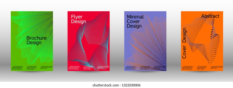 Cover design template set of a with abstract gradient linear waves. Fashionable style.  Sound flyer for creating a fashionable abstract cover, banner,poster.