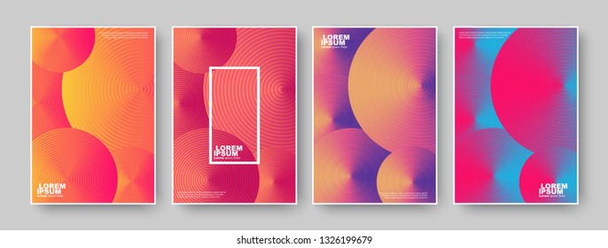 Cover design template set with abstract lines modern different color gradient style on background for decoration presentation, brochure, catalog, poster, book, magazine etc. Vector Illustration.