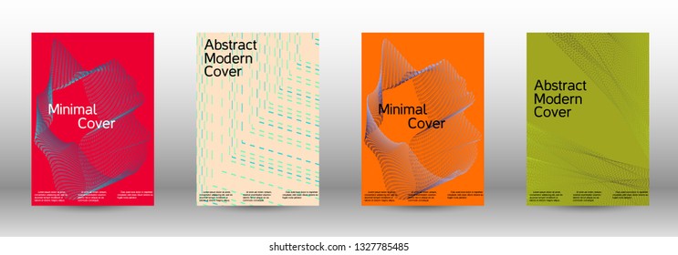 Cover design template set of a with abstract gradient linear waves. Fashionable style.  Suitable for creating a fashionable abstract cover, banner, poster.