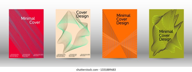 Cover design template set of a with abstract gradient linear waves. Fashionable style.  Sound flyer for creating a fashionable abstract cover, banner,poster.
