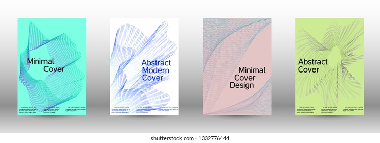Cover design template set of a with abstract gradient linear waves. Fashionable style.  Suitable for creating a fashionable abstract cover, banner, poster.