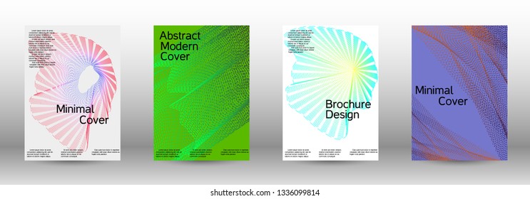 Cover design template set of a with abstract gradient linear waves. Fashionable style.  Suitable for creating a fashionable abstract cover, banner, poster.