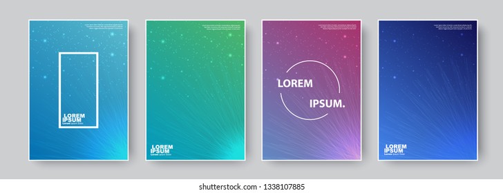 Cover design template set with abstract lines modern different color gradient style on background for decoration presentation, brochure, catalog, poster, book, magazine etc. Vector Illustration 