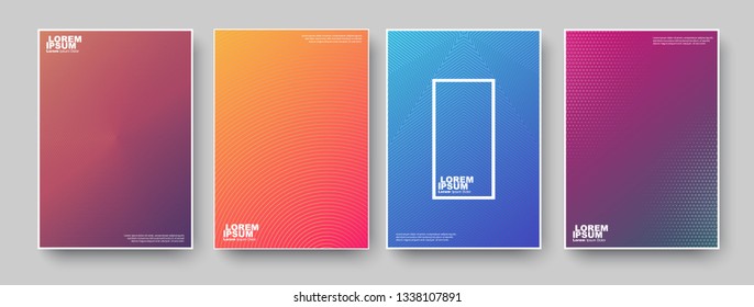 Plantilla de diseño de portada con líneas abstractas estilo moderno de degradado de color en segundo plano para la presentación de decoración, folleto, catálogo, afiche, libro, revista, etc. Ilustración vectorial 