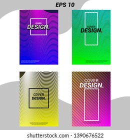 Cover design template set with abstract lines modern different color gradient style on background for decoration presentation, brochure, catalog, poster, book, magazine etc.