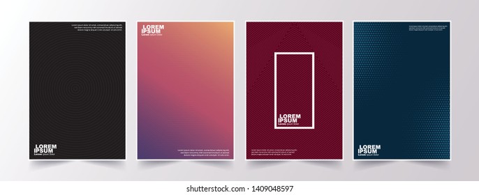 Cover design template set with abstract lines modern different color gradient style on background for decoration presentation, brochure, catalog, poster, book, magazine etc. Vector Illustration 