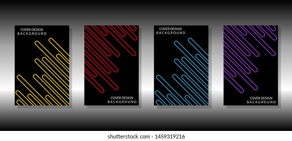 Cover design template set with abstract background with line texture for minimal dynamic, yellow , red , blue , purple, black.