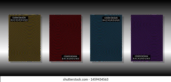 Cover design template set with abstract background with line texture for minimal dynamic, yellow , red , blue , purple, black.