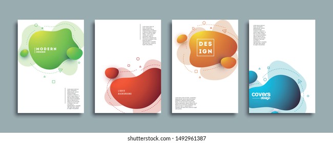 Cover design template set with abstract liquid form. Background for decoration presentation, brochure, catalog, poster, book, magazine 