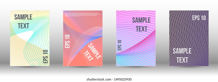Cover design template set. Abstract cover. Positive design template. Creative backgrounds with abstract gradient linear waves to create a fashionable  banner, poster.