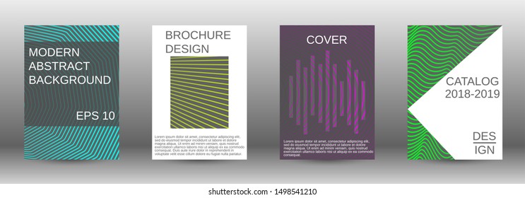 Cover design template set. Abstract cover. Positive design template. Creative backgrounds with abstract gradient linear waves to create a fashionable  banner, poster.