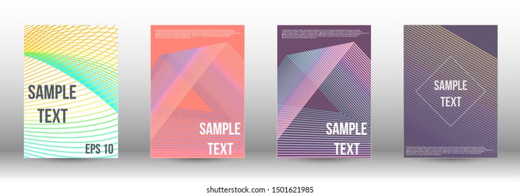 Cover design template set. Abstract cover. Positive design template. Creative backgrounds with abstract gradient linear waves to create a fashionable  banner, poster.