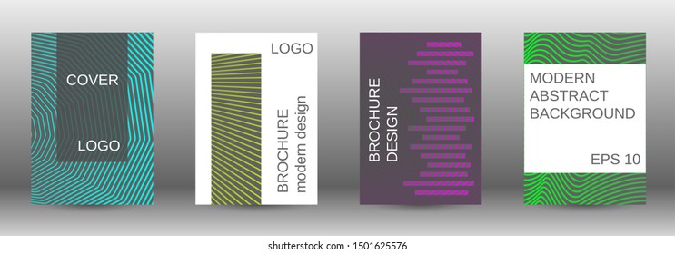 Cover design template set. Abstract cover. Positive design template. Creative backgrounds with abstract gradient linear waves to create a fashionable  banner, poster.
