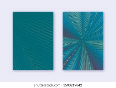 Cover design template set. Abstract lines modern brochure layout. Red white blue vibrant halftone gradients on dark background. Incredible brochure, catalog, poster, book etc.