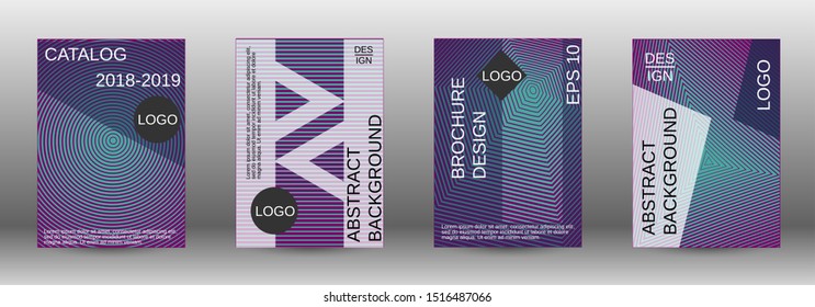 Cover design template set. Abstract cover. Positive design template. Creative backgrounds with abstract gradient linear waves to create a fashionable  banner, poster.