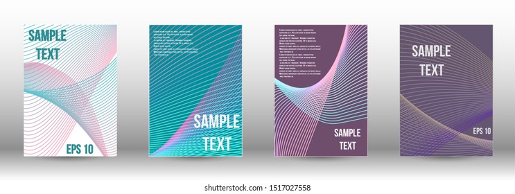 Cover design template set. Abstract cover. Positive design template. Creative backgrounds with abstract gradient linear waves to create a fashionable  banner, poster.