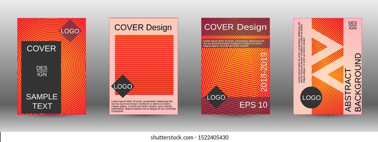 Cover design template set. Abstract cover. Positive design template. Creative backgrounds with abstract gradient linear waves to create a fashionable  banner, poster.