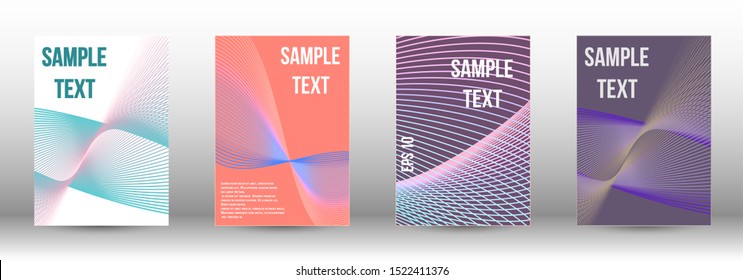 Cover design template set. Abstract cover. Positive design template. Creative backgrounds with abstract gradient linear waves to create a fashionable  banner, poster.
