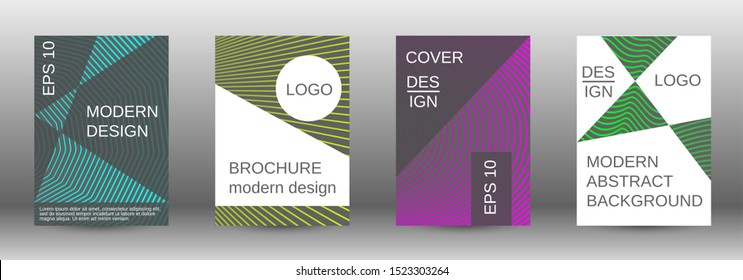 Cover design template set. Abstract cover. Positive design template. Creative backgrounds with abstract gradient linear waves to create a fashionable  banner, poster.