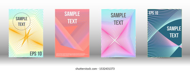 Cover design template set. Abstract cover. Positive design template. Creative backgrounds with abstract gradient linear waves to create a fashionable  banner, poster.