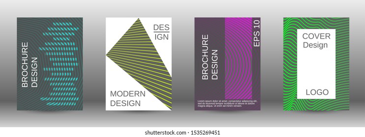 Cover design template set. Abstract cover. Positive design template. Creative backgrounds with abstract gradient linear waves to create a fashionable  banner, poster.