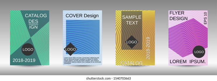 Cover design template set. Abstract cover. Positive design template. Creative backgrounds with abstract gradient linear waves to create a fashionable  banner, poster.