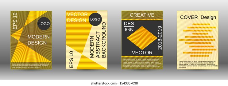 Cover design template set. Abstract cover. Positive design template. Creative backgrounds with abstract gradient linear waves to create a fashionable  banner, poster.