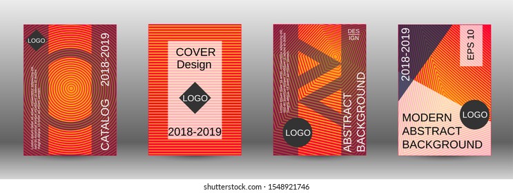 Cover design template set. Abstract cover. Positive design template. Creative backgrounds with abstract gradient linear waves to create a fashionable  banner, poster.