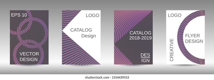 Cover design template set. Abstract cover. Positive design template. Creative backgrounds with abstract gradient linear waves to create a fashionable  banner, poster.